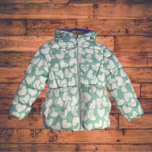 5 for $25🔥Pink Platforms Mint Green Heart Print Puffer Jacket‎ Girls Size 7/8